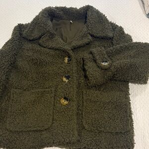Free People Olive Teddy Jacket
